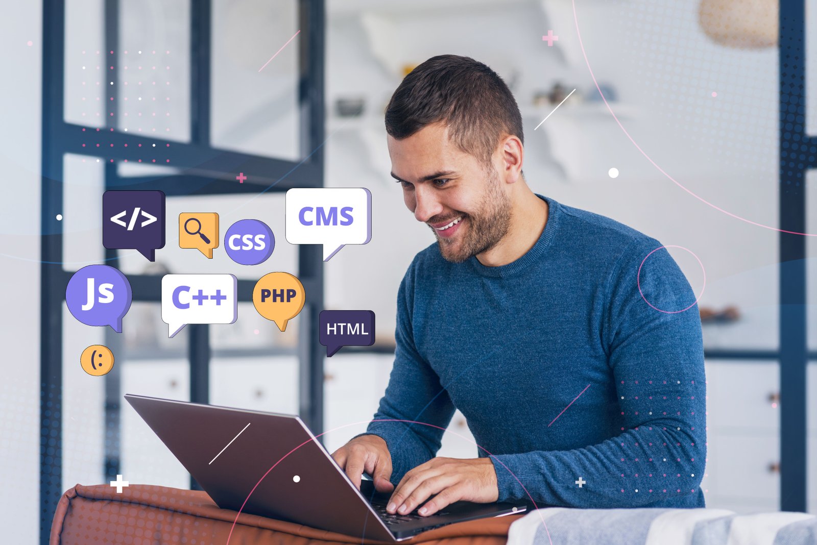 Website Development 2 person front computer working html 1